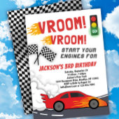 Vroom Race Car Birthday Party Uitnodiging