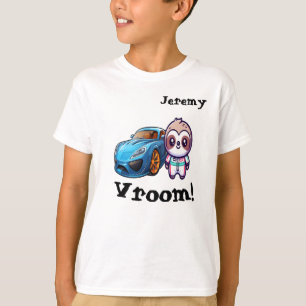 "Vroom" Race Car Sloth Kawaii Boy's T-shirt