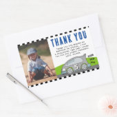 Vroom Racing Car Road Boy Foto Birthday Dank u Rechthoekige Sticker (Envelop)