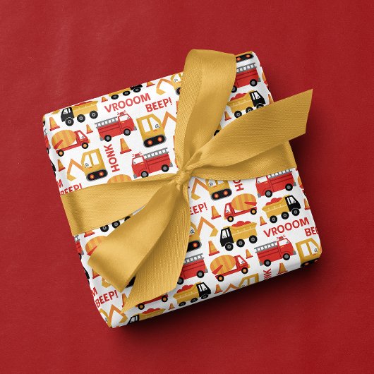 Vroom Toeter Piep! Vrachtwagens Cadeaupapier