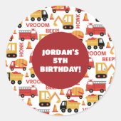 Vroom Toeter Piep! Vrachtwagens Ronde Sticker (Voorkant)
