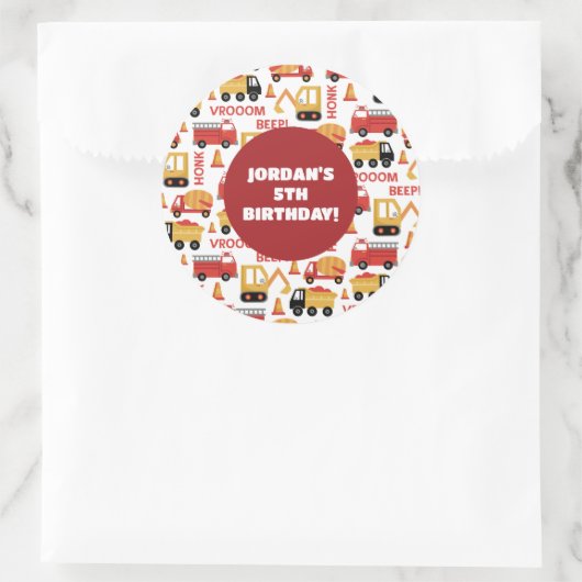 Vroom Toeter Piep! Vrachtwagens Ronde Sticker (Tas)