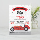 Vroom Vroom Antiek Race Auto Verjaardagsfeestje Kaart (Staand voorkant)