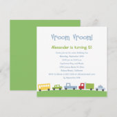 Vroom Vroom Cars Birthday Party Invitation Kaart (Voorkant / Achterkant)