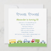 Vroom Vroom Cars Birthday Party Invitation Kaart (Voorkant)