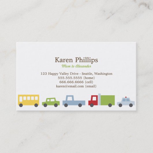 Vroom Vroom Cars-kaarten Contactkaartje (Voorkant)