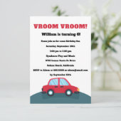 Vroom Vroom Cars verjaardagsfeestje uitnodiging (Staand voorkant)