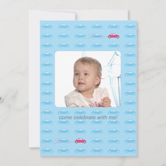 Vroom Vroom Meisje Auto Verjaardag Uitnodiging (Achterkant)