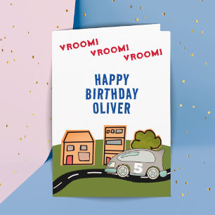 Vroom Vroom Racende Auto Weg Huis Verjaardag  Kaart