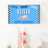 Vroom Vroom Racing Car Boy Verjaardag Spandoek (Insitu)