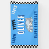 Vroom Vroom Racing Car Boy Verjaardag Spandoek (Verticaal)