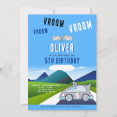 Vroom Vroom Racing Car op een Road Boy Birthday Kaart (Voorkant)