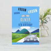 Vroom Vroom Racing Car op een Road Boy Birthday Kaart (Staand voorkant)