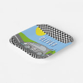 Vroom Vroom Racing Car Road Boy Birthday Papieren Bordje (Gebogen)