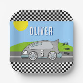 Vroom Vroom Racing Car Road Boy Birthday Papieren Bordje (Voorkant)