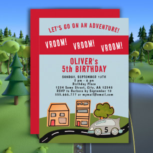 Vroom Vroom Racing Road House Boy Birthday Kaart