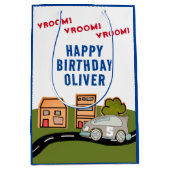 Vroom Vroom Racing Road House Happy Birthday Medium Cadeauzakje (Voorkant)