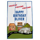 Vroom Vroom Racing Road House Happy Birthday Medium Cadeauzakje (Achterkant)