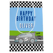 Vroom Vroom Racing Road Name Happy Birthday Medium Cadeauzakje (Voorkant)