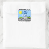 Vroom Vroom Racing Road Name Happy Birthday Vierkante Sticker (Tas)