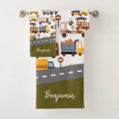 Vroom. Vroom. Tjonge auto en vervoerspatroon Bad Handdoek (Insitu)