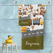 Vroom. Vroom. Tjonge auto en vervoerspatroon Bad Handdoek