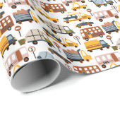 Vroom. Vroom. Tjonge auto en vervoerspatroon Cadeaupapier (Rol Hoek)