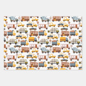 Vroom. Vroom. Tjonge auto en vervoerspatroon Inpakpapier Vel (Voorkant 3)