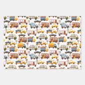 Vroom. Vroom. Tjonge auto en vervoerspatroon Inpakpapier Vel (Voorkant)