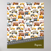 Vroom. Vroom. Tjonge auto en vervoerspatroon Poster (Voorkant)