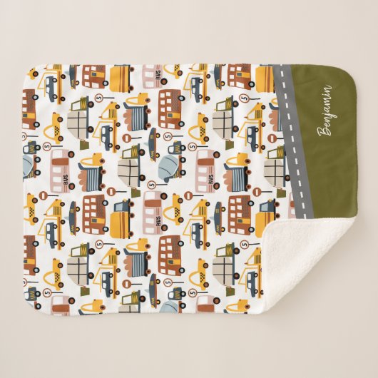 Vroom. Vroom. Tjonge auto en vervoerspatroon Sherpa Deken (Voorkant (horizontaal))