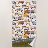 Vroom. Vroom. Tjonge auto en vervoerspatroon Strandlaken (Voorkant)