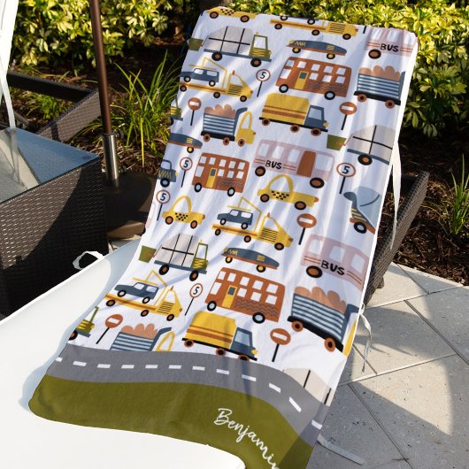 Vroom. Vroom. Tjonge auto en vervoerspatroon Strandlaken