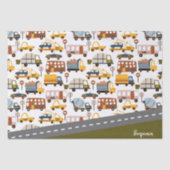 Vroom. Vroom. Tjonge auto en vervoerspatroon Tissuepapier (Voorkant)