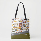 Vroom. Vroom. Tjonge auto en vervoerspatroon Tote Bag (Voorkant)