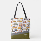 Vroom. Vroom. Tjonge auto en vervoerspatroon Tote Bag (Achterkant)
