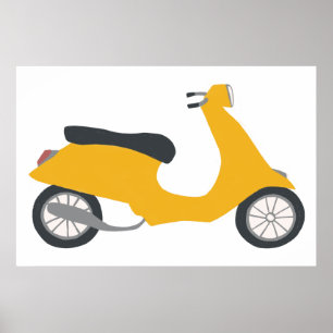 Vroom Yellow Motor Scooter Art Poster