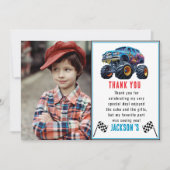 Vroom Zoom Monster Truck Boom | 1e verjaardag Bedankkaart (Voorkant)