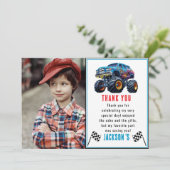 Vroom Zoom Monster Truck Boom | 1e verjaardag Bedankkaart (Staand voorkant)