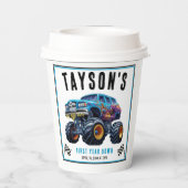 Vroom Zoom Monster Truck Boom | 1e verjaardag Papieren Bekers (Achterkant)