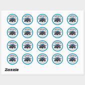 Vroom Zoom Monster Truck Boom | 1e verjaardag Ronde Sticker (Vel)