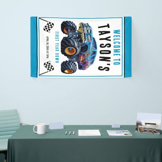 Vroom Zoom Monster Truck Boom | 1e verjaardag Spandoek (Beurs)