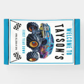 Vroom Zoom Monster Truck Boom | 1e verjaardag Spandoek (Horizontaal)