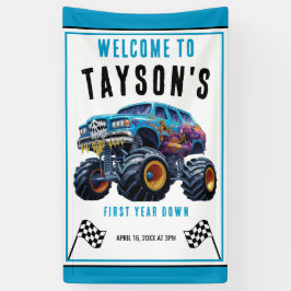 Vroom Zoom Monster Truck Boom | 1e verjaardag Spandoek