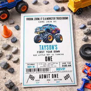 Vroom Zoom Monster Truck Boom 1e Verjaardagsfees Kaart