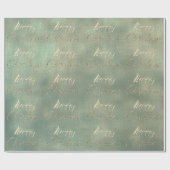 Vrory Blauwgroen kerstfeest Gold Burlap Linen Cott Cadeaupapier (Vlak)