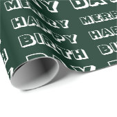 Vrory Happy Birthday donkergroene kergroene kerst Cadeaupapier (Rol Hoek)