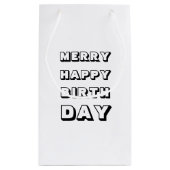 Vrory Happy Birthday zwarte witte kerst Klein Cadeauzakje (Achterkant)