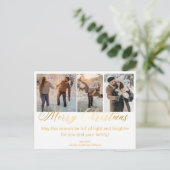 vrory kerst 3 foto ' s collage gouden bruiloft briefkaart (Staand voorkant)