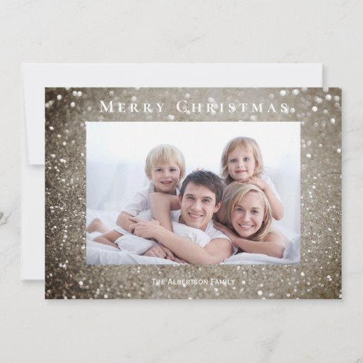 Vrory kerst Elegant Gold Glitter Red Photo Feestdagenkaart (Voorkant)